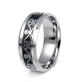 Gotischer Piraten-Totenkopfring aus silbernem und schwarzem Edelstahl mit Textur - US 6 / Schwarz mit silbernem Zahnrad