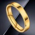 Minimalist 4mm gold beveled stainless steel ring shown at a 45-degree angle - 4mm Gold