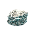 Stack of elegant 2.0mm elastic rhinestone bracelets in deep blue and silver finish - Silver Multi-layer Deep Blue Rhinestone