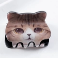 Pinza per capelli a gatto realistica con strisce marroni e dettagli di zampe carine - Piccolo gatto soriano realistico (D18-1-18)