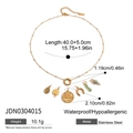Collar de acero inoxidable dorado con perlas y colgantes árbol de la vida - JDN0304015 (Trébol/Árbol de la Vida/Luna)