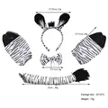 Zebra animal costume accessory set including headband bow tie tail and gloves - Black and White Tiger 3-Piece Set with Hoof Gloves