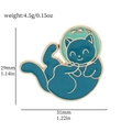 Cartoon space cat enamel pin in blue and green with dimensions and weight info - Astronaut Cat with Helmet (XZ2279-5)