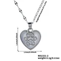 Detailed view of silver heart paw pendant necklace with dimensions and weight specs - Silver