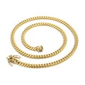 Collana a catena cubana placcata oro 18k lucido con chiusura sicura su sfondo bianco - Larghezza 6mm (KN202118-Z)