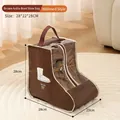 Brown wide ankle boot storage bag with transparent window and sturdy handle 28x22x28cm - Wide Short Brown / 22*28*28cm