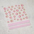 3D relief peach nail stickers with pink plaid patterns and glitter accents style M-498 - 3D Pink Peach & Grid Design (M-498) / Self-Adhesive