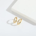 Elegant gold-plated hoop earrings with sparkling white zirconia stones for women - Gold Full Zircon