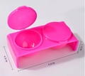 Compact rose pink dual-hole plastic nail art liquid cup container with measuring scale - Rose Red