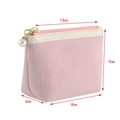 Pink corduroy makeup pouch with pearl zipper pull and detailed size dimensions - Lipstick/Coin Pouch (Small) / Pink
