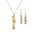 Natural yellow crystal stone necklace and earrings jewelry set with silver chain - Citrine Jewelry Set