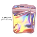 Rainbow laser ziplock jewelry bag with hanging hole, size 8.5x13cm for earrings packaging - 8.5*13cm