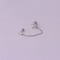 Silver chain earring with floral motif and zircon stud in Korean minimalist style - 4# Five-Petal Flower Style / Silver
