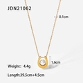 Golden horseshoe pendant necklace with white pearl inlay and slim stainless steel chain - Horseshoe Pearl Necklace
