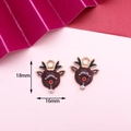 Brown reindeer charm for DIY jewelry with red rhinestone nose and gold outline, 18x16mm - 30# Black Reindeer