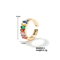 Gold adjustable ring with seven colorful square gemstones and dimension labels - 2.5*5mm-7 Stones / Gold Base Colorful Stone