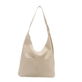 Elegante borsa hobo beige in ecopelle con tracolla regolabile e tasca frontale esterna - Bianco