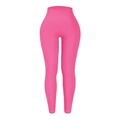 Pantalon de yoga côtelé taille haute rose vif avec design amincissant sans couture - Corail