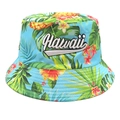 Bob bleu clair avec motif tropical et broderie Hawaii en relief pour l'extérieur - M (56-58cm) / Bleu Ciel