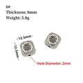 Square silver spacer beads with sunflower relief, 12.5mm size for jewelry making - 6# (Flower Small Square)