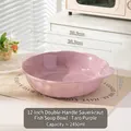 Purple ceramic soup bowl with handles and scalloped edges, 2450ml capacity large tureen - 12 Inch Double Ear Soup Bowl - Taro Purple