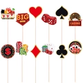 10-piece casino themed photo booth props featuring dice poker chips and big win signs - 12pcs Photo Props