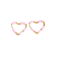 Chic pink enamel heart hoop earrings in gold-plated stainless steel for women - Pink