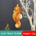 Orange gold seahorse glass ornament 14cm for Christmas tree hanging decoration - Model 12-Orange Gold Glitter Seahorse