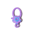 Purple flower spring ring clasp with blue polka dots for DIY jewelry making - Dark Purple