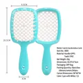 Teal and white hollow massage hairbrush with ergonomic handle for detangling hair - Cyan + White