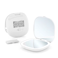 White portable LED makeup mirror with battery compartment and two CR2032 batteries - Single-sided Light Button Battery Style / White / 5X Magnification