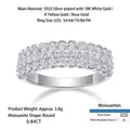 925 sterling silver eternity band ring with 0.84ct moissanite stones in a pavé setting - R13059+gra/black Card / US Size 7 / Circumference 54.3mm