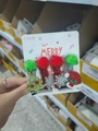 Christmas hair clips set with reindeer antlers and festive motifs on display card - 44# Christmas Tree Pom Pom Snowflake Pair Clips