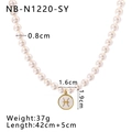 Detail view of Pisces pendant pearl necklace with 1.6cm charm and 42cm bead chain - Pisces (NB-N1220-SY)