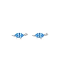 Creative S925 sterling silver sea turtle stud earrings with bright sky blue gemstones - 925 Silver / Silver
