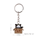 Cute black and white cartoon cat keychain in a box pendant, size 2.8cm by 3.0cm - Keychain / Seeking Adoption Black Cat