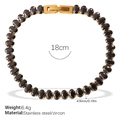 Elegante bracciale tennis dorato da 18cm con zirconi neri di forma ovale incastonati - Bracciale in Zirconia Nera (SL456BKG)