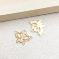 Gold butterfly charms for jewelry DIY featuring striped and dotted patterns - 1pc Large Butterfly Charm