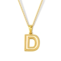 18K vergulde ketting met witte schelp letter D hanger en kralenrand textuur - Letter D(S-P003-D)