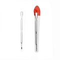 Double-ended stainless steel cuticle pusher and nail cleaner with non-slip handle and retail bag - Large Steel Pusher