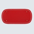 Base per borsa ovale rossa in pelle PU con piedini dorati e fori preforati per il fai-da-te - Rosso