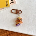 Detail of Capybara keychain on a purple skateboard with brown resin finish and sunglasses - Skateboard Style