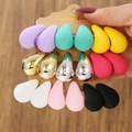 Colorful geometric C-shaped water drop hoop earrings set on a display card for women - Colorful Collection (ZH0180-1)