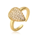 Bague ajustable goutte d'eau dorée ornée de cristaux de zircone cubique micro-pavés - Ouvert Réglable / Or (14486)