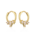 Dettaglio di orecchini a cerchio in oro 18K con zirconia a pera e pietre rotonde - Stile E (Pietra a Goccia) / Oro