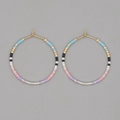 Orecchini a cerchio bohémien con perline miyuki colorate e motivi blu e oro - Stile F/Blu Nero Viola Rosa