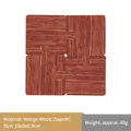Set of 4 puzzle-shaped Sapele wood coasters with interlocking dark grain solid wood design - Sapele Wood / Upgraded / Set of 4