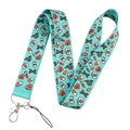 Detailed view of durable doctor-themed lanyard with medical icons and lobster clasp - Medical Icon-Tiffany Blue