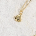 Gouden druppelvormige ketting met sterretje en sprankelende witte zirkoonsteen - Waterdruppel Hexagram
