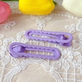 Set of two shiny purple wavy hair clips on decorative lace with spring-clip design - Purple